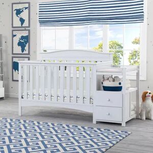 Delta Children Birkley Convertible Baby Crib N Changer, White