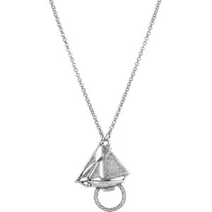 1928 Silver Tone Sailboat Eyeglass Holder, Grey