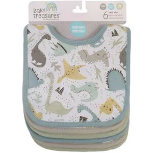 Baby Treasures 6 Pack Reversible to Solid Bibs, Multicolor