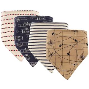 Hudson Baby Infant Boy Cotton Bandana Bibs 4pk, Airplane, One Size, Red/Coppr