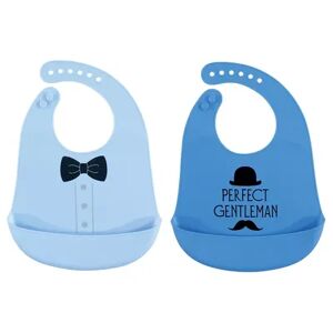 Hudson Baby Infant Boy Silicone Bibs 2pk, Perfect Gentleman, One Size, Brt Blue