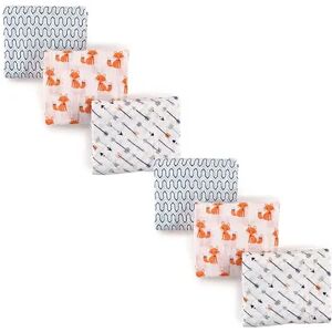 Hudson Baby Infant Boy Cotton Muslin Swaddle Blankets, Foxes 6-Piece, 3-Pack, Drk Orange