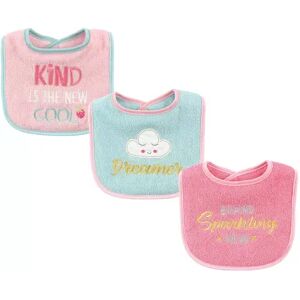 Luvable Friends Baby Girl Cotton Drooler Bibs with Fiber Filling 3pk, Dreamer, One Size, Med Pink