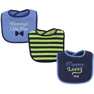 Luvable Friends Baby Boy Cotton Drooler Bibs with Fiber Filling 3pk, Blue Boy Mommy, One Size, Brt Blue