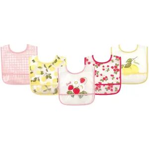 Hudson Baby Infant Girl Waterproof PEVA Bibs 5pk, Strawberry, One Size, Yellow