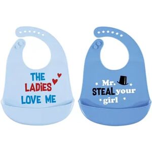 Hudson Baby Infant Boy Silicone Bibs 2pk, Mr Steal Your Girl, One Size, Brt Blue