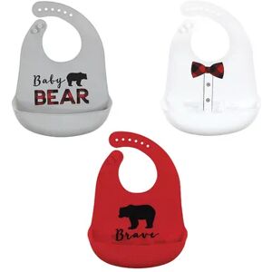 Little Treasure Infant Boys Silicone Bibs, Red Baby Bear, One Size, Brt Red