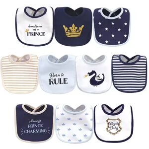 Hudson Baby Infant Boy Cotton Bibs 10pk, Handsome As A Prince, One Size, Brt Blue