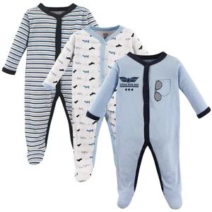 Luvable Friends Baby Boy Cotton Snap Sleep and Play 3pk, Blue Airplane, Infant Boy's, Size: 0-3 Months, Brt Blue