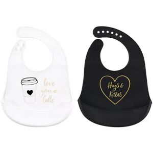 Hudson Baby Infant Girl Silicone Bibs 2pk, Latte, One Size, Grey