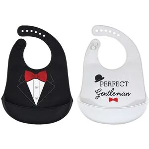 Little Treasure Baby Boy Silicone Bibs 2pk, Perfect Gentleman, One Size, Grey