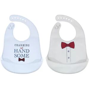 Little Treasure Baby Boy Silicone Bibs 2pk, Charming Handsome, One Size, Brt Blue