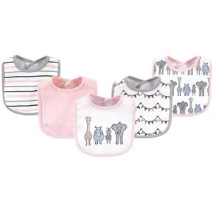 Hudson Baby Infant Girl Cotton Bibs 5pk, Pink Safari, One Size, Brt Blue