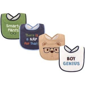 Luvable Friends Baby Boy Cotton Drooler Bibs with Fiber Filling 4pk, Genius, One Size, Green