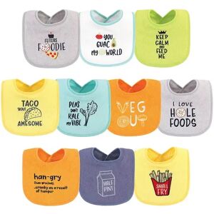 Hudson Baby Infant Boy Cotton Terry Drooler Bibs with Fiber Filling 10pk, Food Neutral, One Size, Yellow