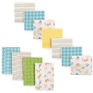 Luvable Friends Infant Boy Cotton Flannel Burp Cloths and Receiving Blankets, 11-Piece, Abc, One Size, Green
