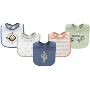 Hudson Baby Infant Boy Cotton Bibs 5pk, Cactus, One Size, Brt Blue