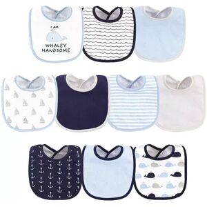 Hudson Baby Infant Boy Cotton and Polyester Bibs 10pk, Im Whaley Handsome, One Size, Brt Blue