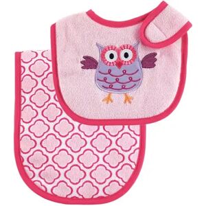 Luvable Friends Baby Girl Bib and Burp Cloth Set 2pc, Pink, One Size, Med Pink