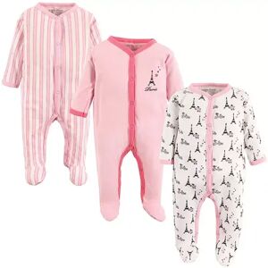 Luvable Friends Baby Girl Cotton Snap Sleep and Play 3pk, Paris, Infant Girl's, Size: 0-3 Months, Med Pink