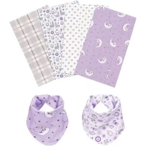 Trend Lab Llamas & Unicorns 6-Piece Bib & Burp Cloth Set, Purple