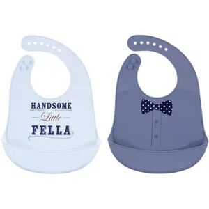 Little Treasure Baby Boy Silicone Bibs 2pk, Handsome Fella, One Size, Brt Blue