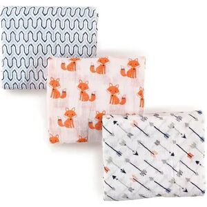 Hudson Baby Infant Boy Cotton Muslin Swaddle Blankets, Foxes, One Size, Drk Orange