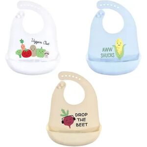 Hudson Baby Infant Boy Silicone Bibs 3pk, Veggies, One Size, Brt Blue
