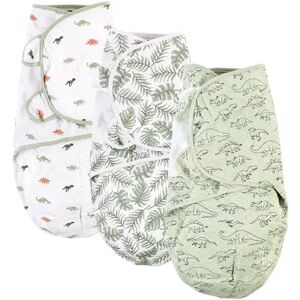 Hudson Baby Infant Boy Quilted Cotton Swaddle Wrap 3pk, Dinosaur, 0-3 Months, Green