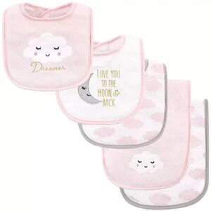 Hudson Baby Infant Girl Cotton Terry Bib and Burp Cloth Set 5pk, Dreamer, One Size, Med Pink