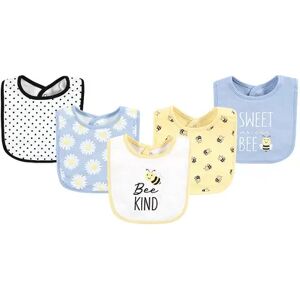 Hudson Baby Infant Girl Cotton Bibs, Bee Kind, One Size, White