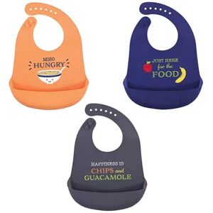 Hudson Baby Infant Boy Silicone Bibs 3pk, Miso Hungry, One Size, Brt Blue