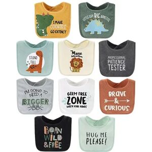 The Peanutshell 10-Pack Dino Boy Terry Cloth Baby Feeding Bibs, Blue