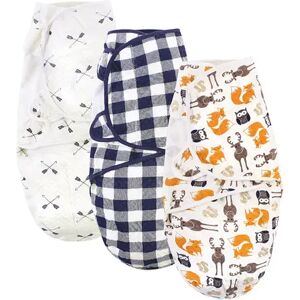 Hudson Baby Infant Boy Quilted Cotton Swaddle Wrap 3pk, Boy Forest, 0-3 Months, Drk Orange