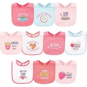 Hudson Baby Infant Girl Cotton Bibs, Food Puns Girl, One Size, Med Pink