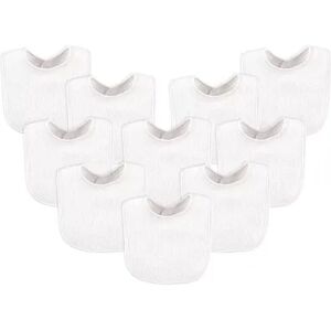 Luvable Friends Baby Cotton Terry Bibs 10pk, White, One Size