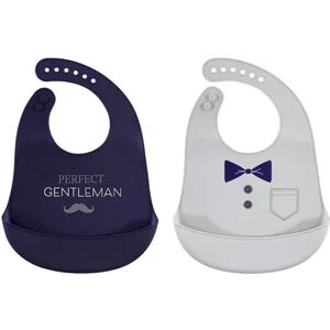 Hudson Baby Infant Boy Silicone Bibs 2pk, Perfect Gentlemen, One Size, Brt Blue