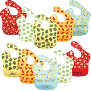 Hudson Baby Infant Waterproof Polyester Bibs 10pk, Tacos, Feeder, Yellow