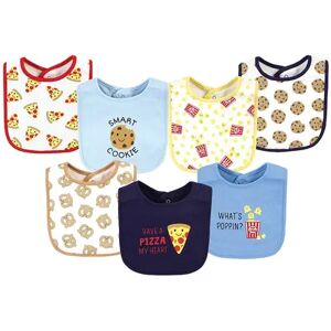 Hudson Baby Infant Boy Cotton Bibs, Pizza Snacks, One Size, Brt Blue