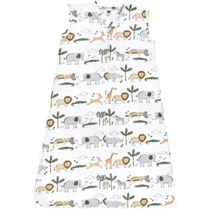 Hudson Baby Unisex Baby Cotton Sleeveless Wearable Sleeping Bag, Sack, Blanket, Safari Life, Infant Unisex, Size: 0-6 Months, White