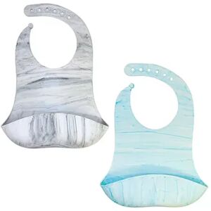 Baby Treasures 2 Pack Marbled Silicone Bibs, Multicolor
