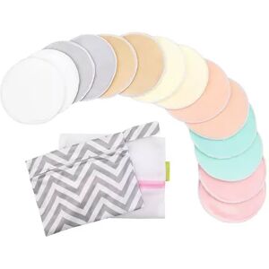 KeaBabies 14pk Reusable Nursing Pads for Breastfeeding, 4-Layers Organic Nipple Pads, Washable Breast Pads (Pastel Touch), Multicolor