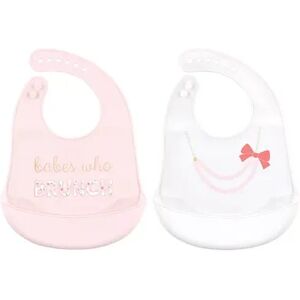Little Treasure Baby Girl Silicone Bibs 2pk, Brunch, One Size, Med Pink
