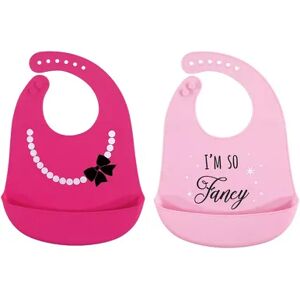 Hudson Baby Infant Girl Silicone Bibs 2pk, Fancy, One Size, Med Pink