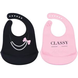 Little Treasure Baby Girl Silicone Bibs 2pk, Classy, One Size, Grey