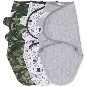 The Peanutshell Camo Elephant 3-Pack Swaddle Set - 3/6 Months, Grey, 3-6 Months