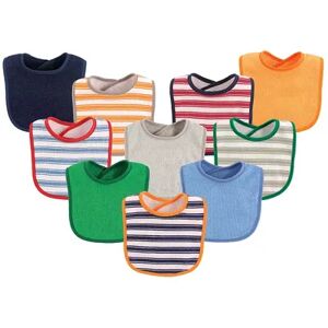 Luvable Friends Baby Boy Cotton Terry Bibs 10pk, Boy Stripe, One Size, Green