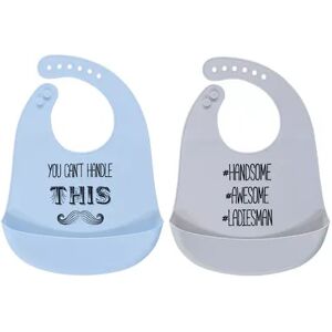 Hudson Baby Infant Boy Silicone Bibs 2pk, Mustache, One Size, Brt Blue