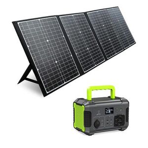 PAXCESS 120W Portable Solar Panel + Rockman Solar and Battery Powered Generator, Grey