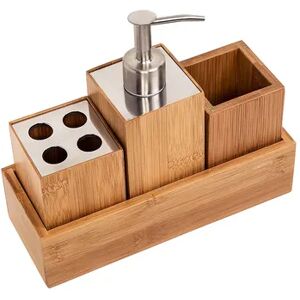 Honey-Can-Do Bamboo 4-piece Bath Accessory Set, Brown